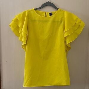 SHEIN Bright Yellow Ruffle Sleeve Blouse